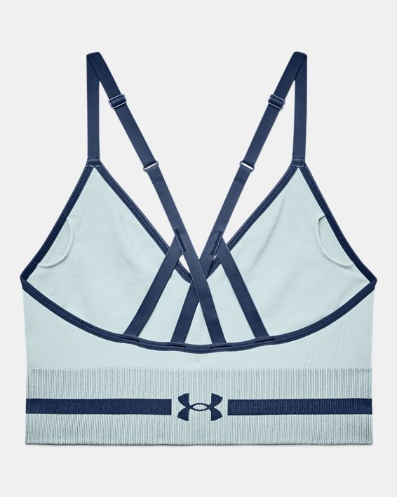 Women's UA Seamless Low Long Sports Bra, Blue, pdpMainDesktop image number 8